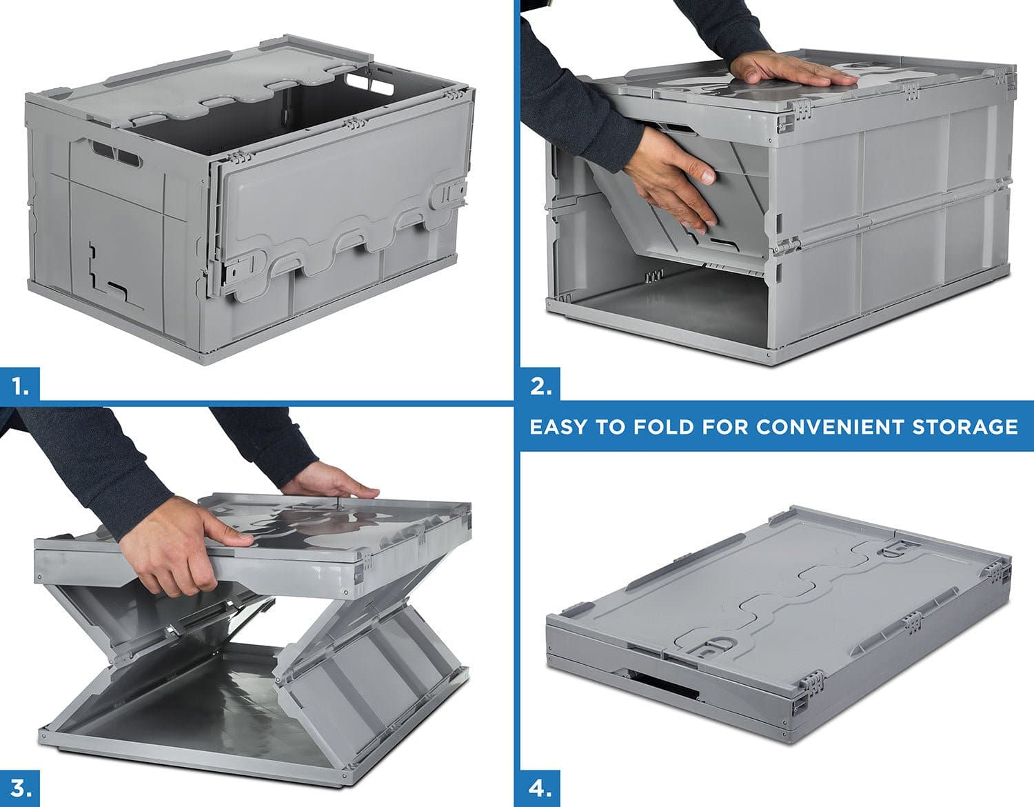 Collapsible Plastic Storage Crate - Mount-It!