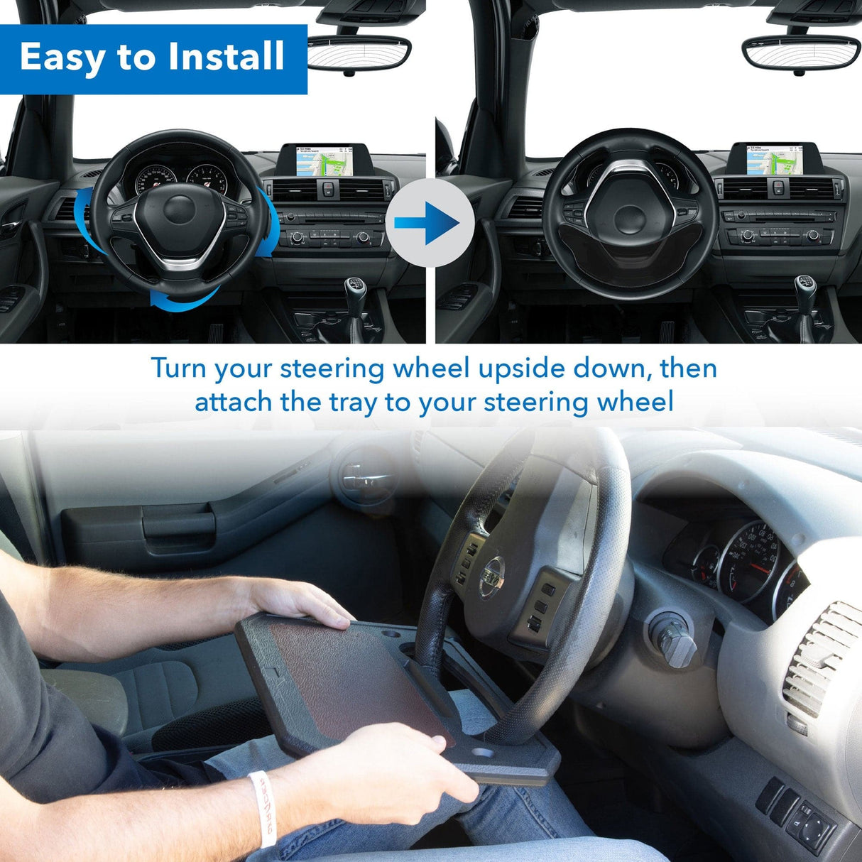 Double-Sided Multi-Use Steering Wheel Tray - Mount-It!