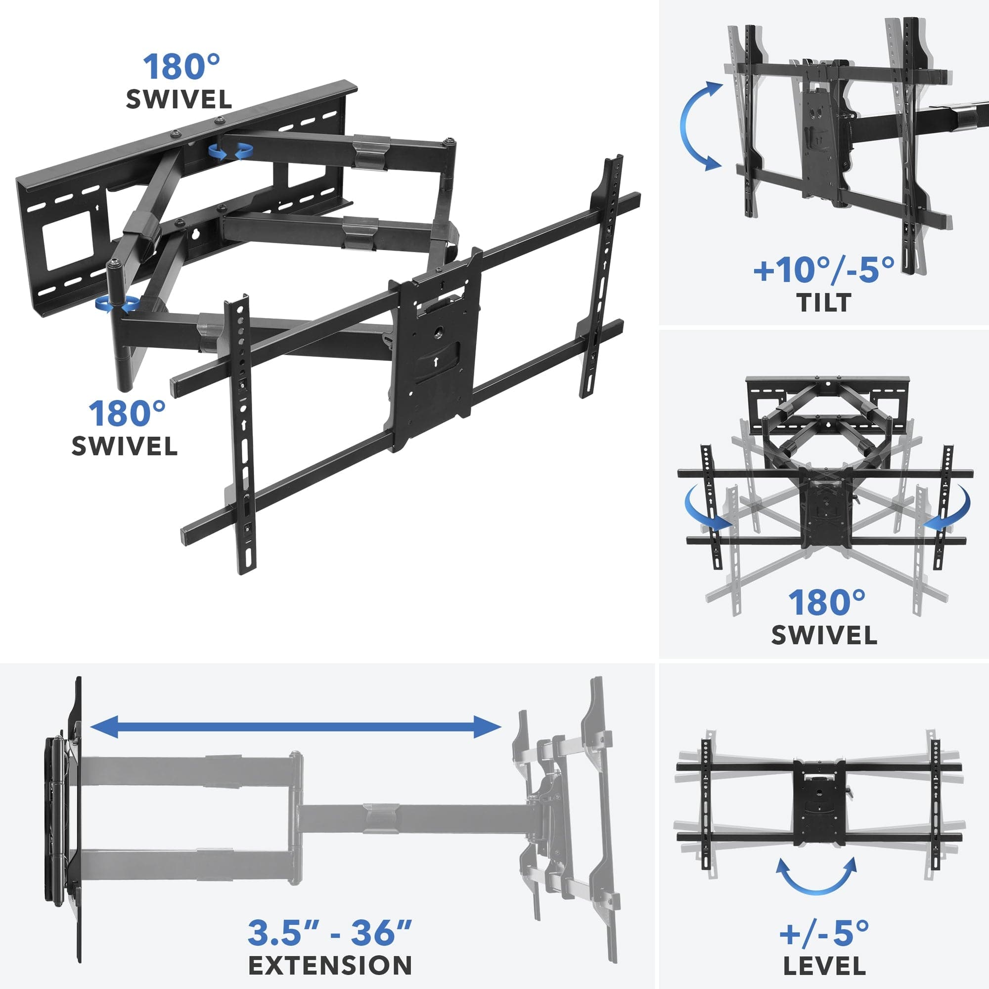 Dual Arm TV Wall Mount with Extra Long Extension - Mount-It!