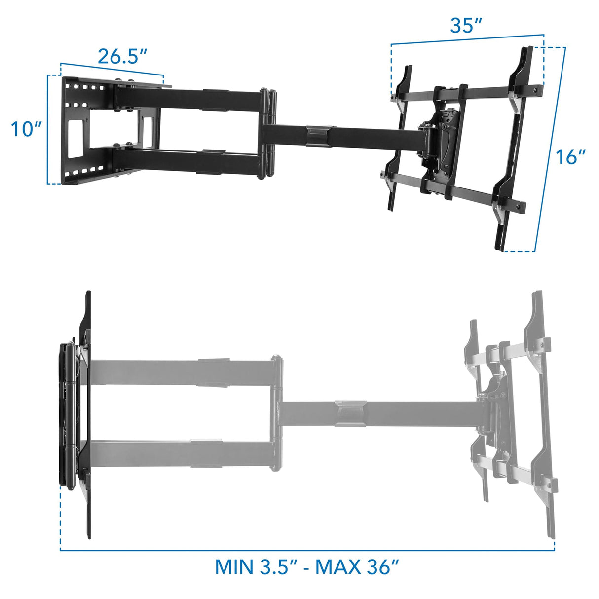 Dual Arm TV Wall Mount with Extra Long Extension - Mount-It!