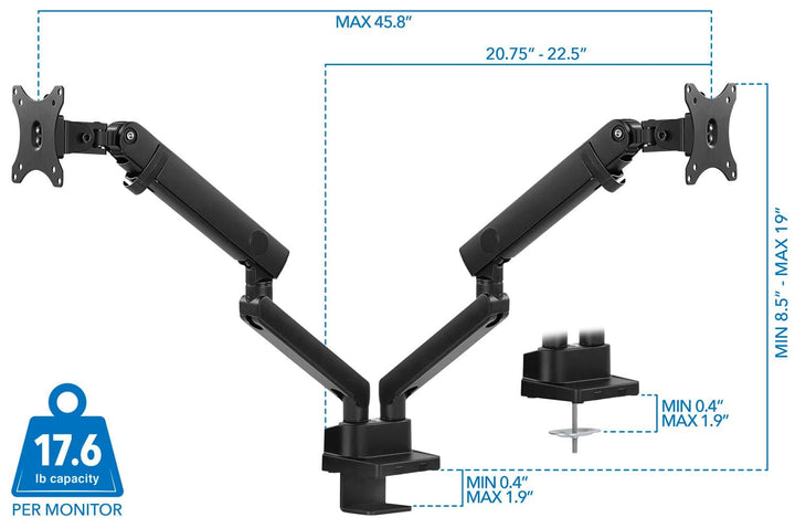 Dual Monitor Desk Mount With Mechanical Springs - Mount-It!