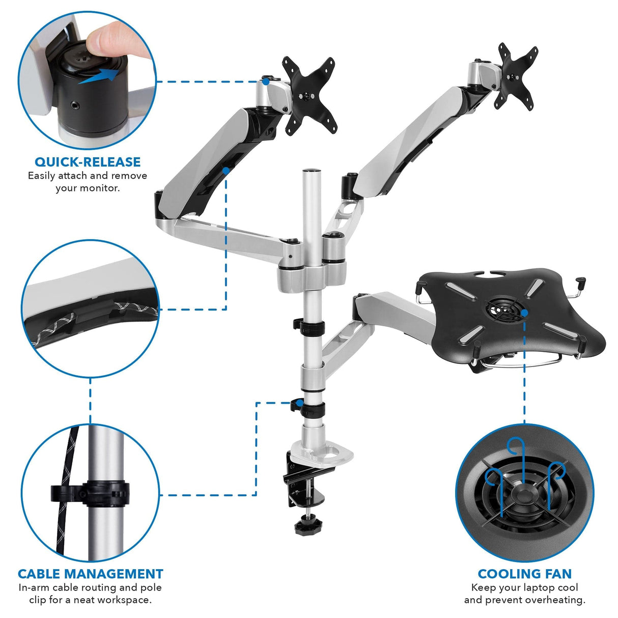 Dual Monitor & Laptop Mount with Cooling Fan - Mount-It!