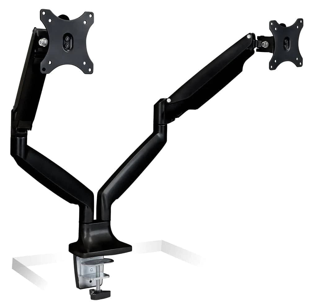 Black Dual Monitor Mount With Gas Spring Arms 