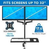 Dual Monitor Sit-Stand Desk Mount with Keyboard Tray - Mount-It!