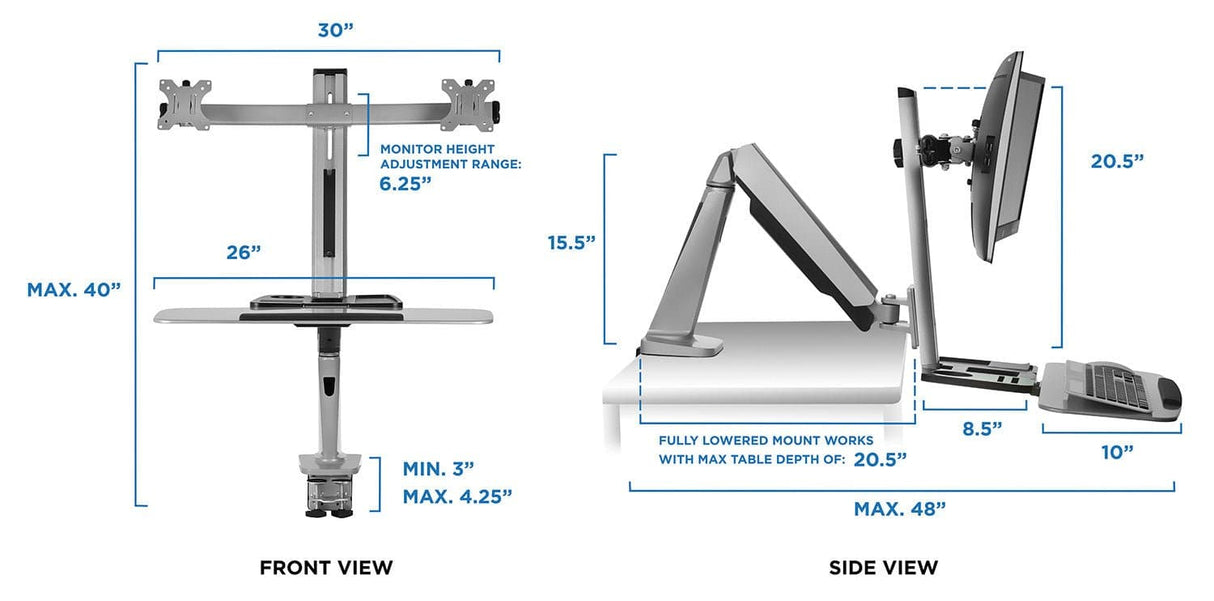 Dual Monitor Stand Up Workstation - Mount-It!