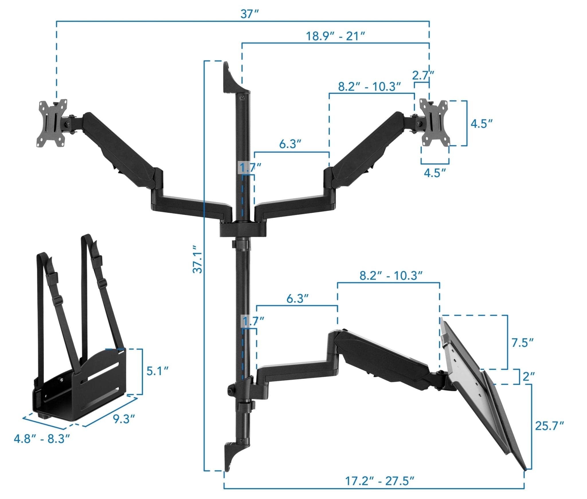 Dual Monitor Wall Mount Workstation - Mount-It!