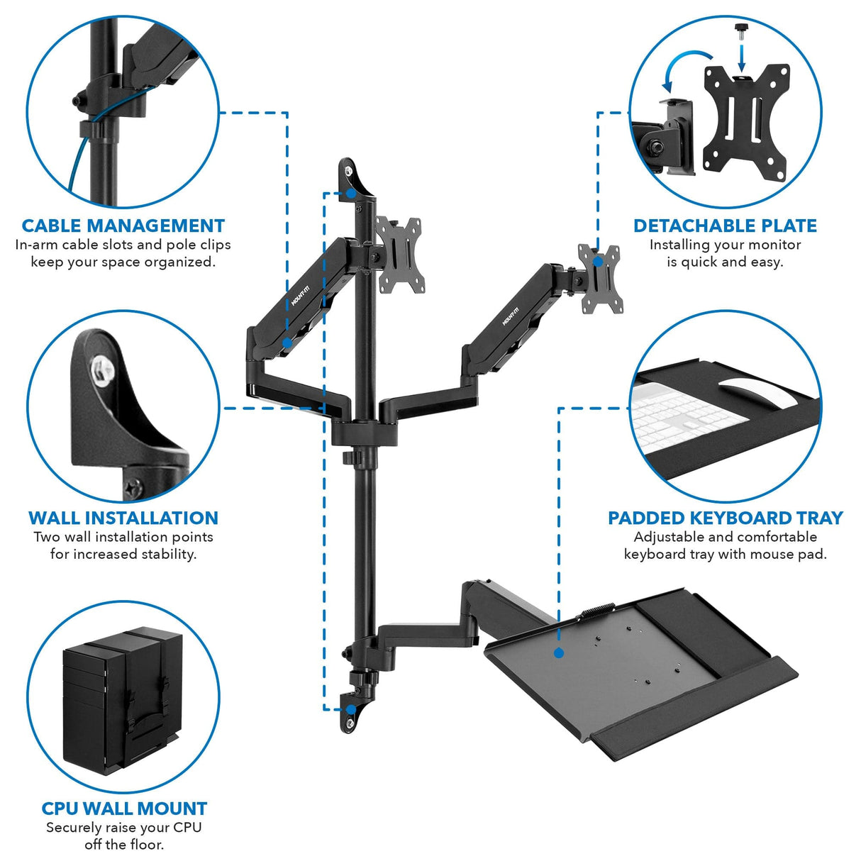 Dual Monitor Wall Mount Workstation - Mount-It!