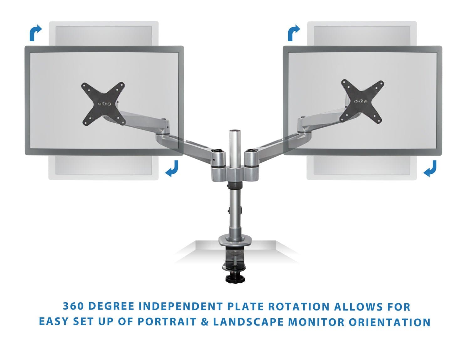 Dual Wide Adjustable Monitor Desk Mount - Black - Mount-It!