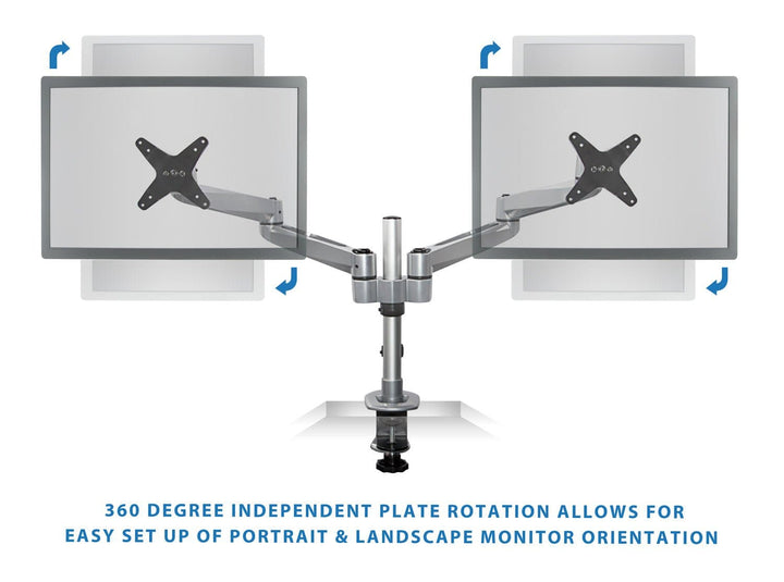 Dual Wide Adjustable Monitor Desk Mount - Black - Mount-It!