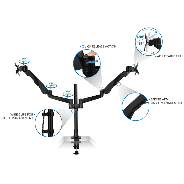 Extra-Tall Dual Spring Arm Adjustable Monitor Desk Mount - Mount-It!