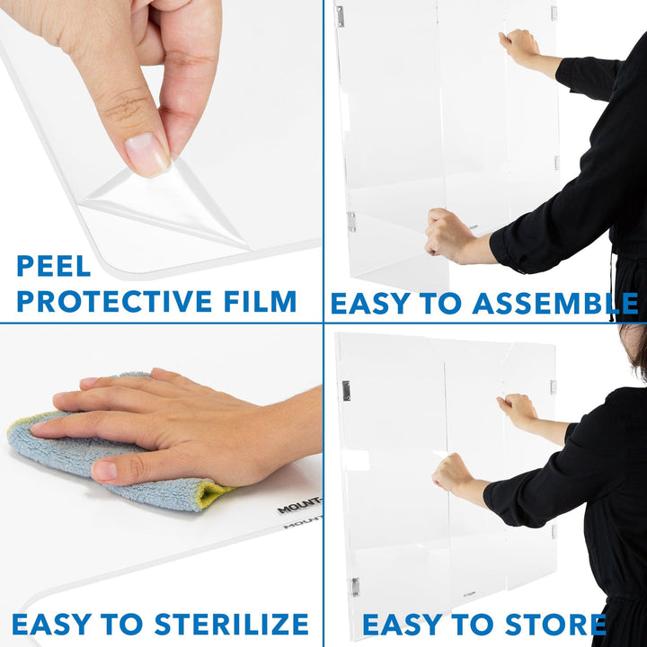 Foldable Countertop Protective Sneeze Guard | 27.5" W | 9.8" L - Mount-It!