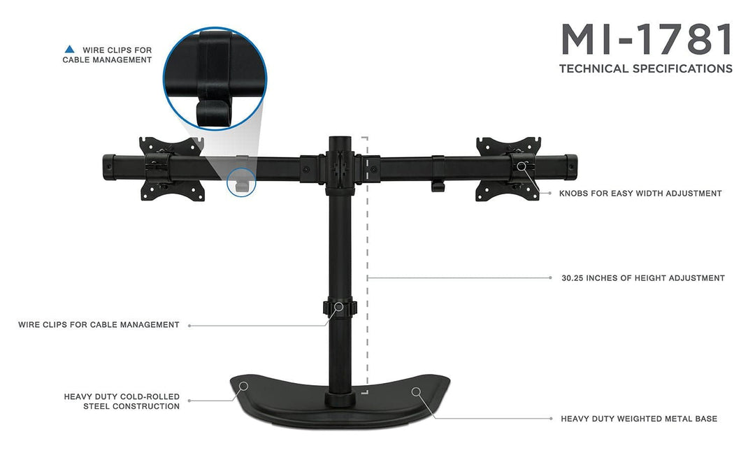 Freestanding Dual Monitor Desk Stand - Mount-It!
