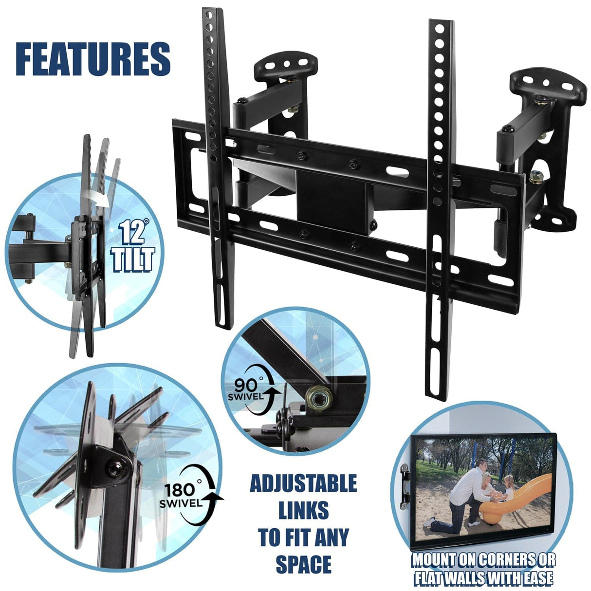 Full Motion Corner TV Wall Mount - Mount-It!