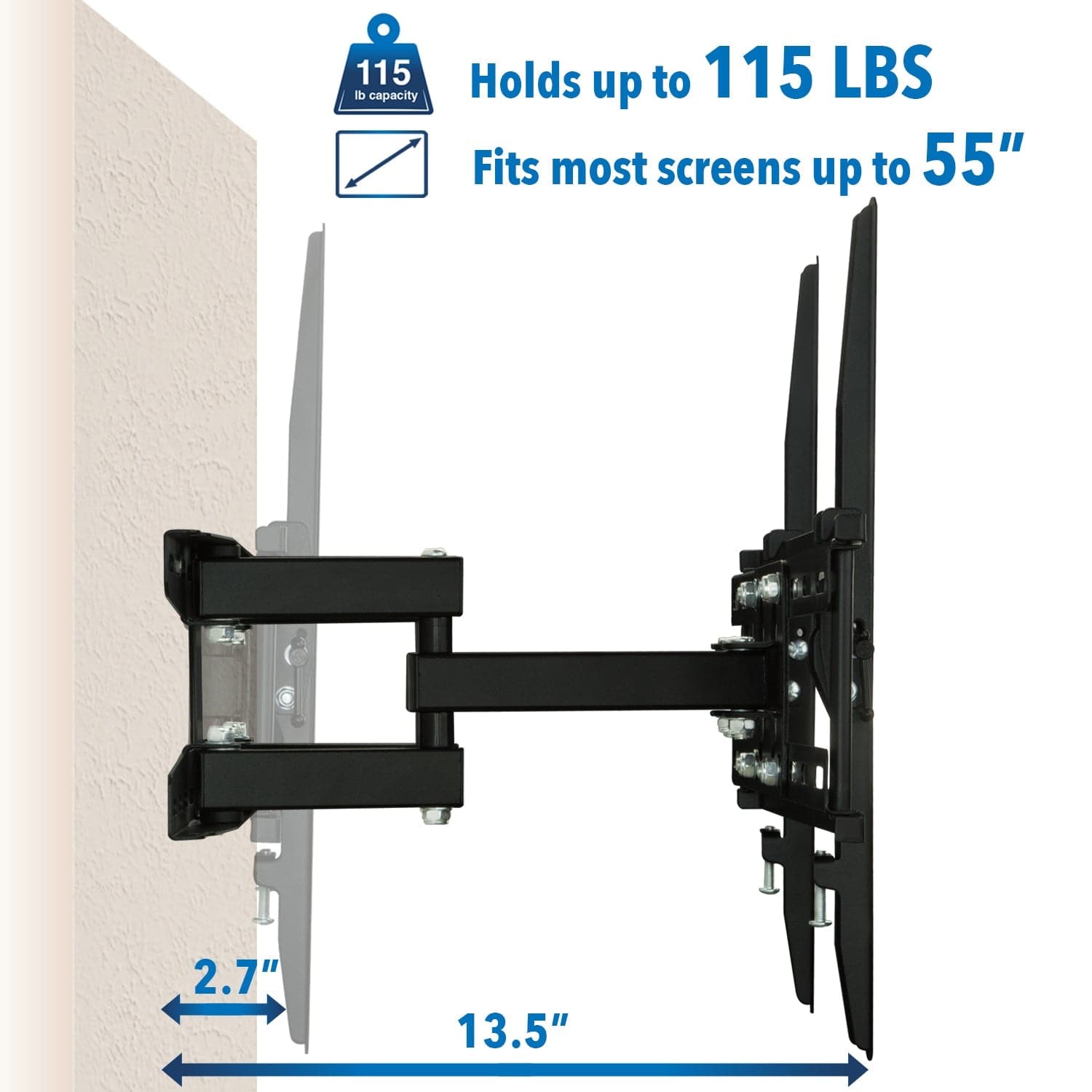 Full Motion Dual Arm TV Wall Mount w/ Extension - Mount-It!