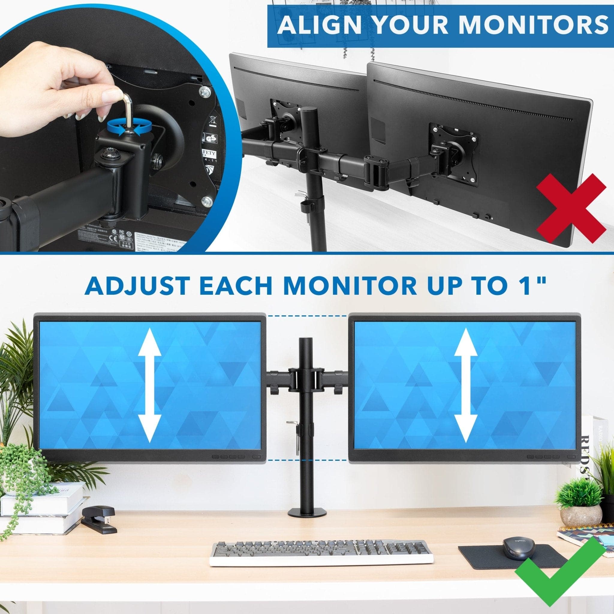 Full Motion Dual Monitor Desk Mount - Mount-It!