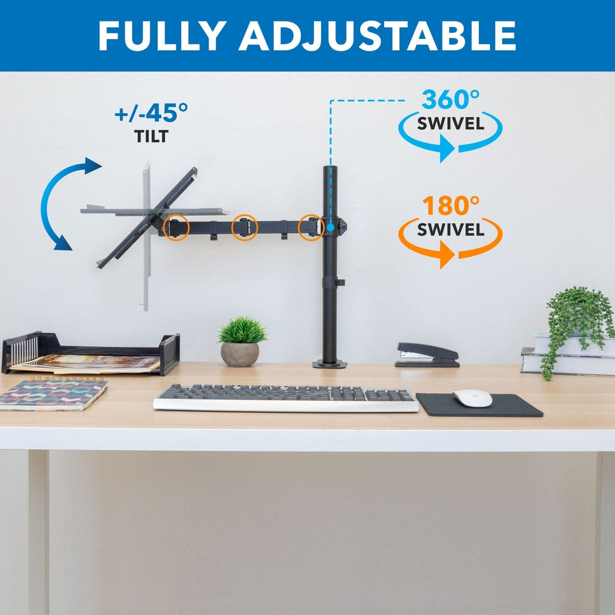 Full Motion Laptop Desk Mount with Cooling Tray - Mount-It!