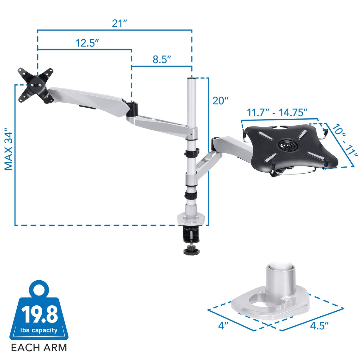 Full Motion Monitor Swiveling Arm Mount - Mount-It!