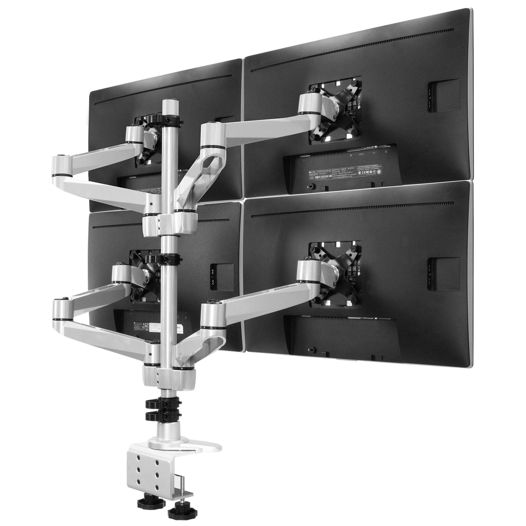 Full Motion Quad Monitor Desk Mount with Clamp and Grommet - Mount-It!
