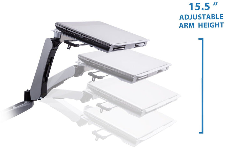 Full Motion Single Monitor Mount w/ Vented Laptop Tray - Mount-It!
