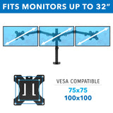 Full Motion Triple Monitor Desk Mount | 24" to 32" Monitors - Mount-It!