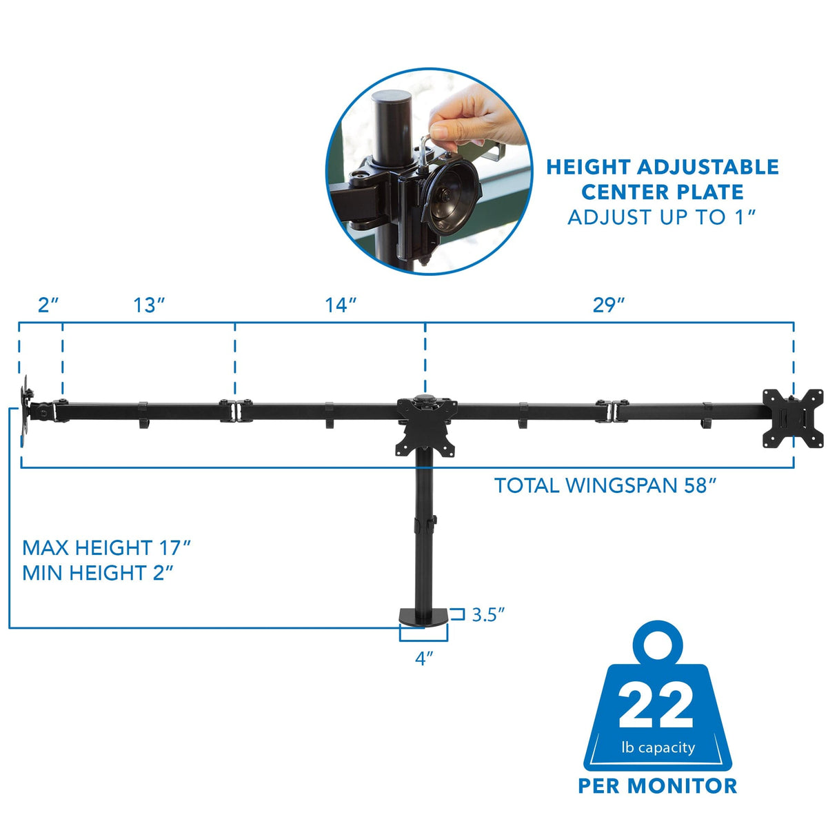 Full Motion Triple Monitor Desk Mount | 24" to 32" Monitors - Mount-It!