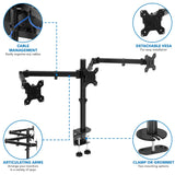 Full Motion Triple Monitor Desk Mount | 24" to 32" Monitors - Mount-It!