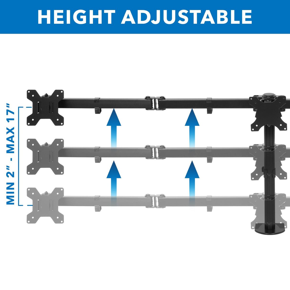 Full Motion Triple Monitor Desk Mount | 24" to 32" Monitors - Mount-It!