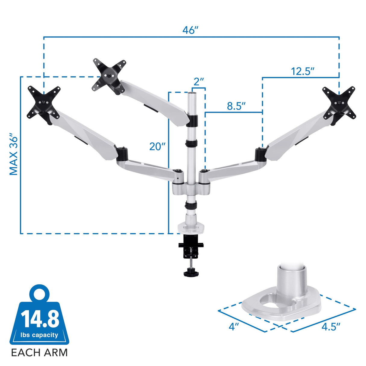 Full-Motion Triple Monitor Desk Mount - Mount-It!