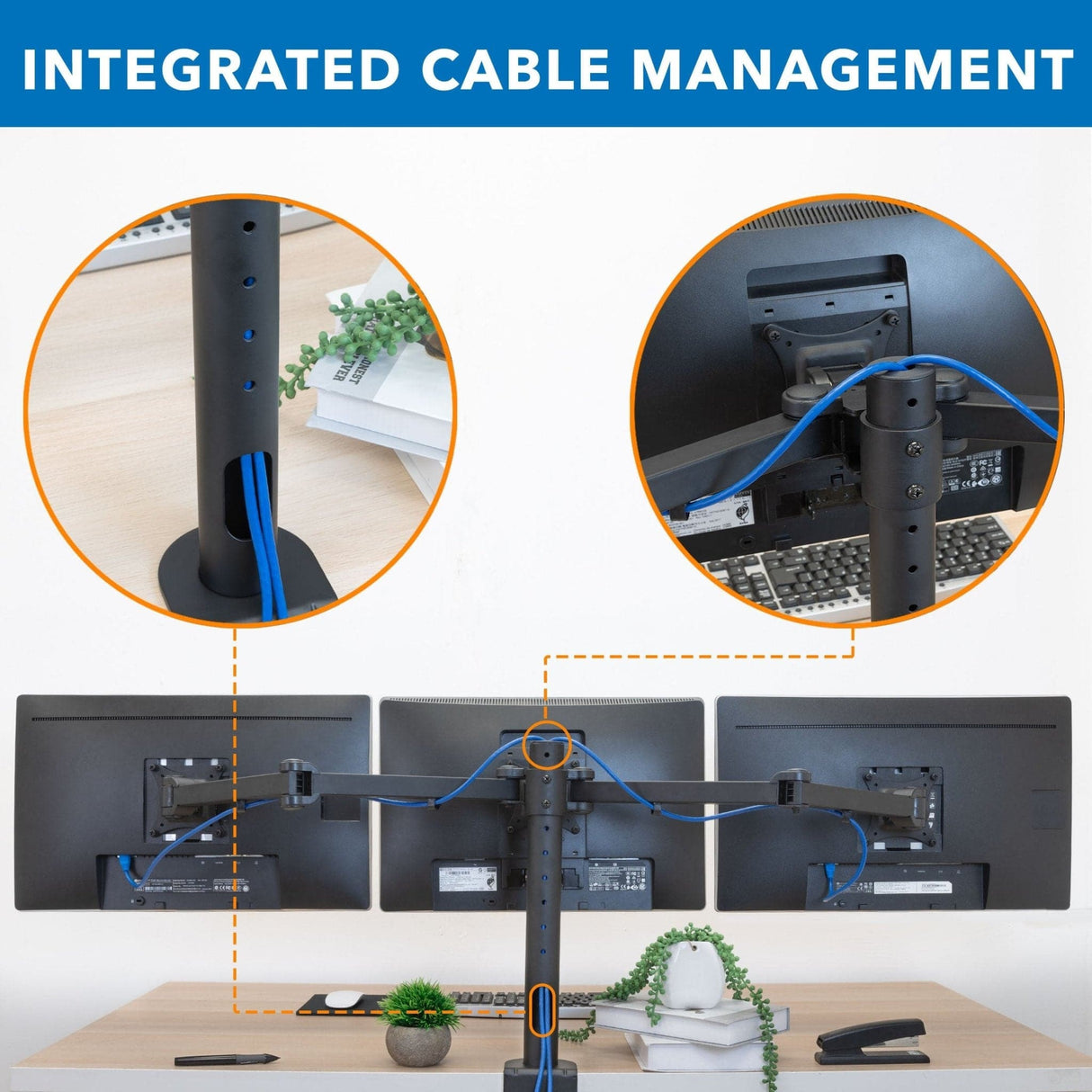 Full Motion Triple Monitor Desk Mount - Mount-It!