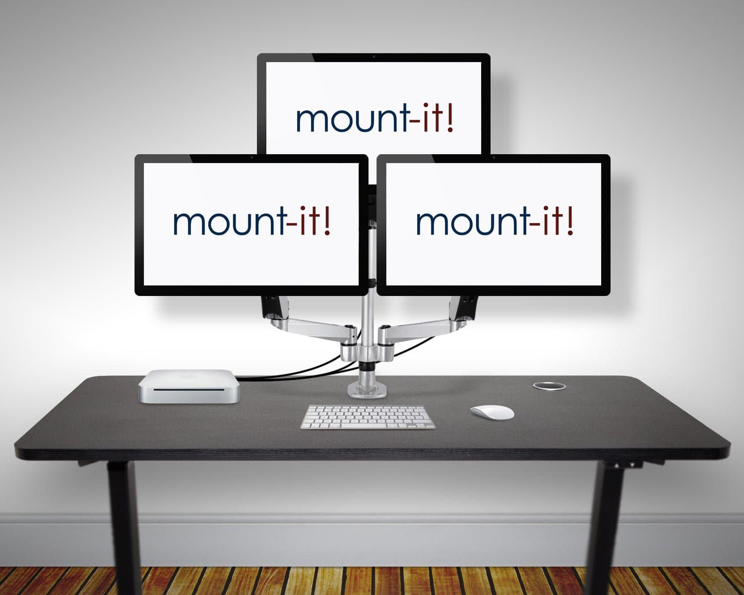 Full Motion Triple Pyramid Monitor Desk Mount - Mount-It!