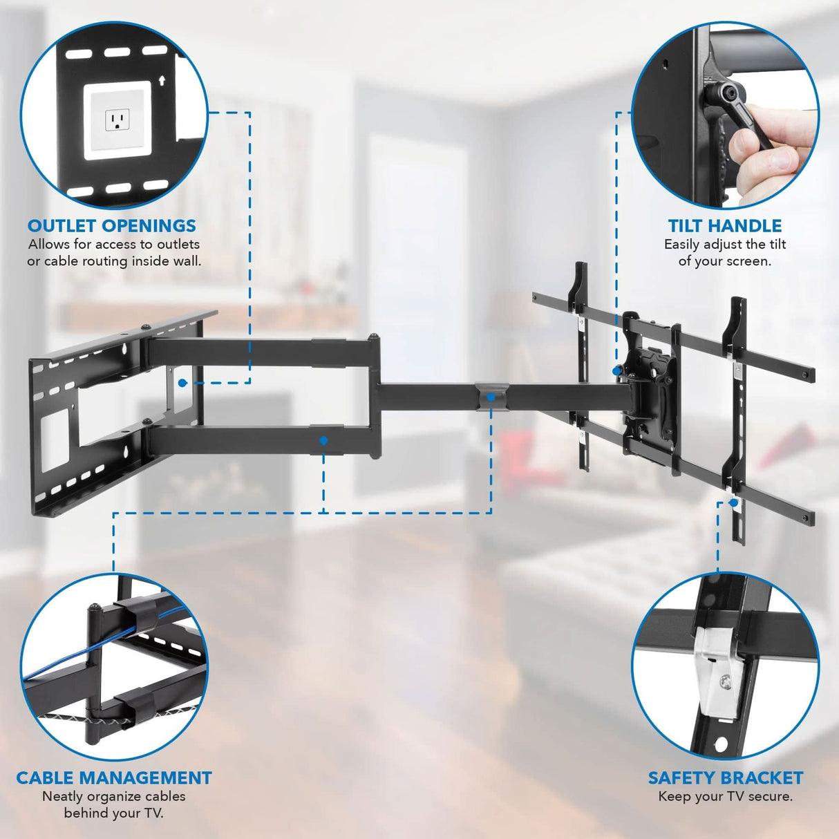 Full Motion TV Wall Mount with Extra Long Extension - Mount-It!