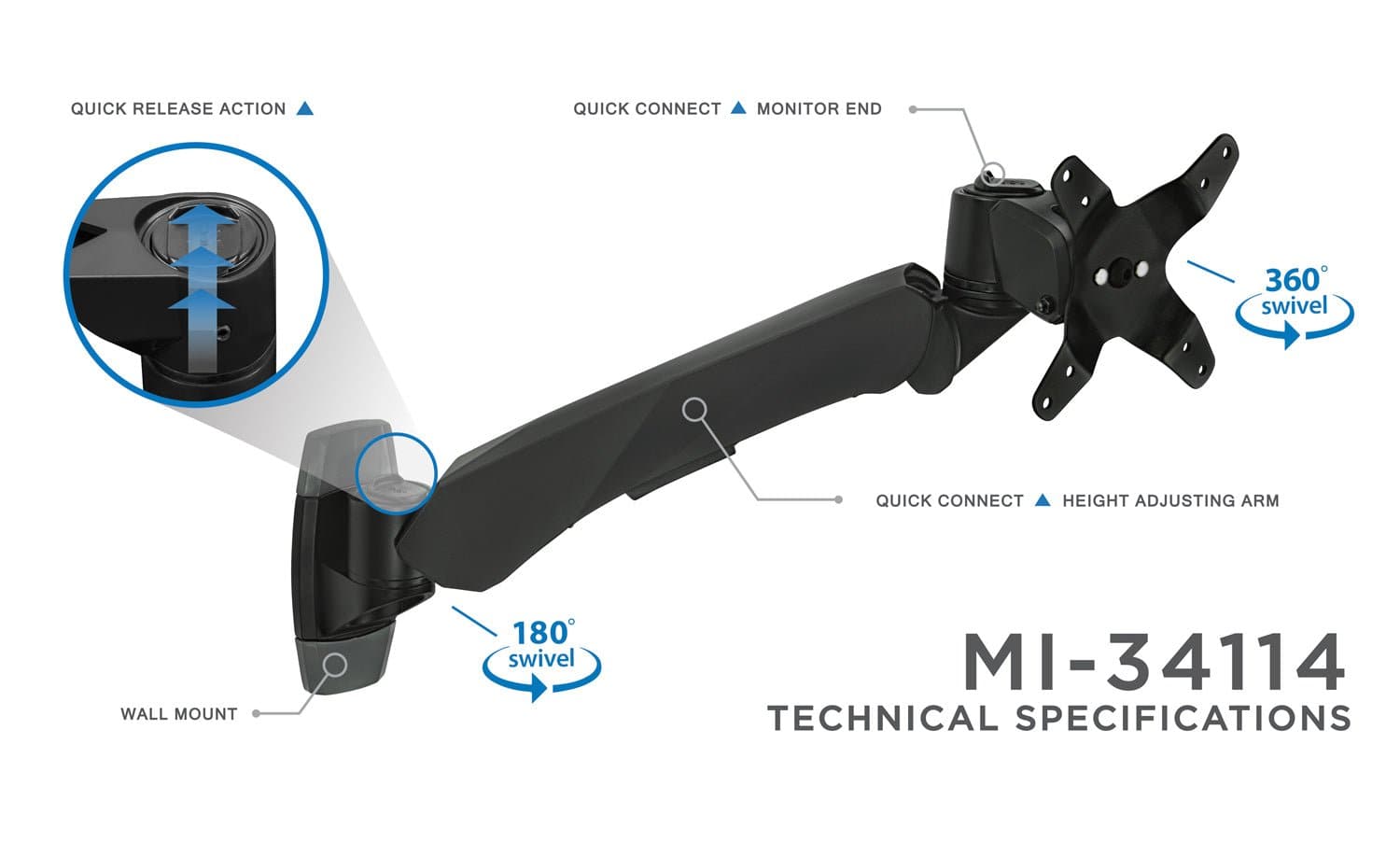 Fully Adjustable Monitor Wall Mount - Mount-It!