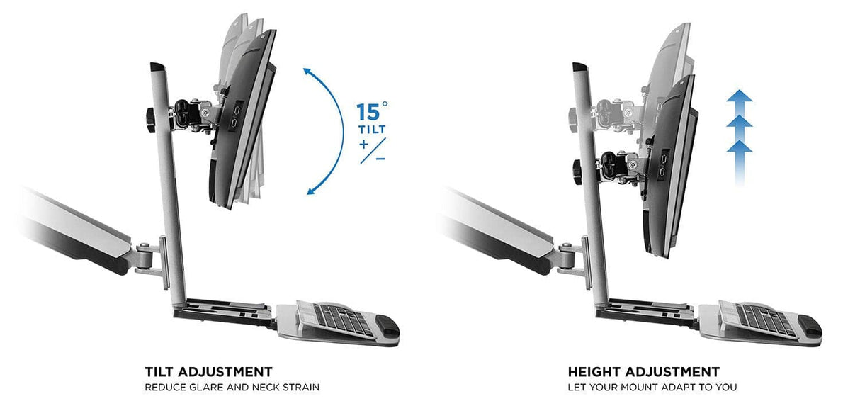 Grey Wall Mounted Desk - Wall Mounted Dual Monitor Workstation - Mount-It! - MI-7906