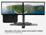 Grey Wall Mounted Desk - Wall Mounted Dual Monitor Workstation - Mount-It! - MI-7906