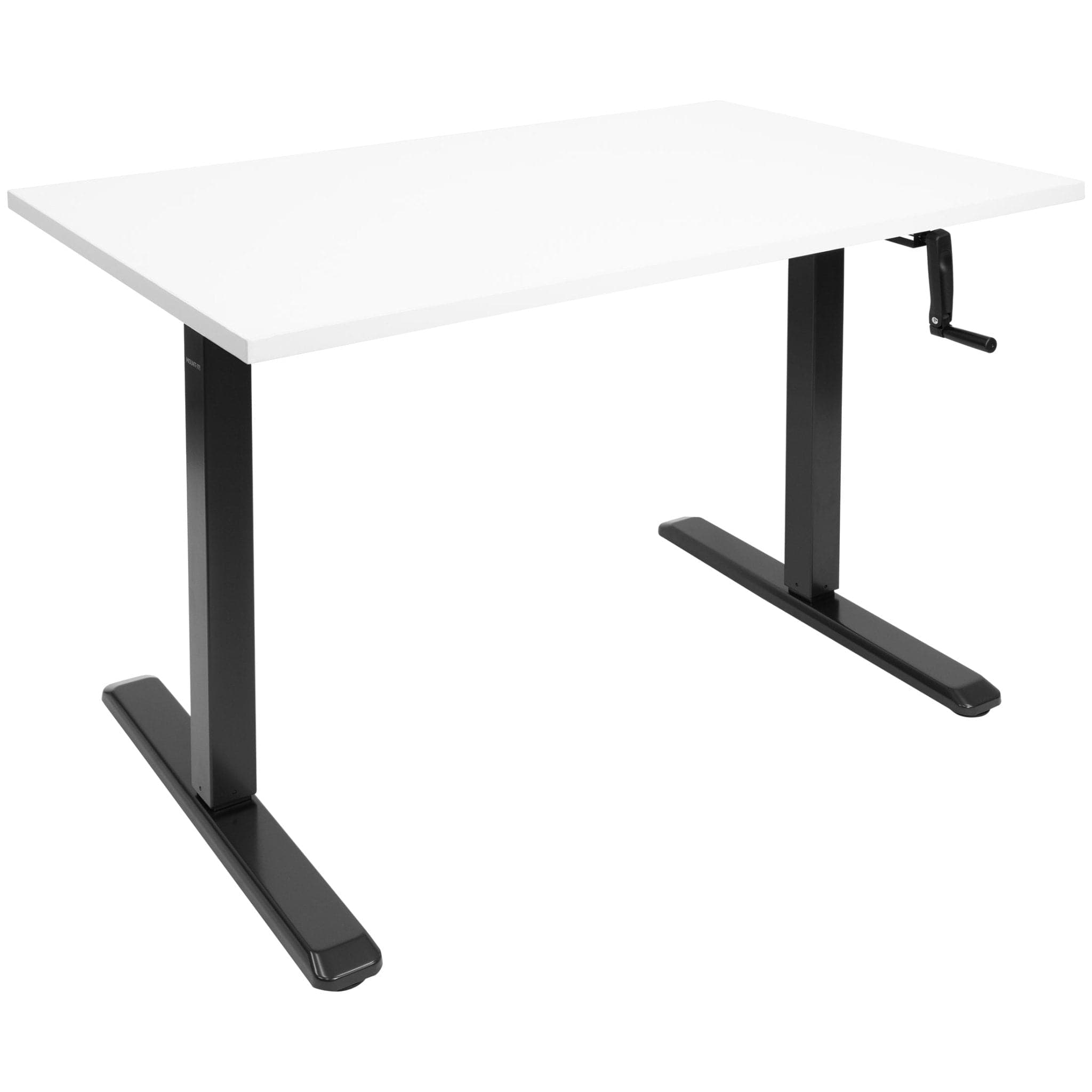 Hand Crank Sit-Stand Black Desk Frame with White Tabletop - Mount-It!