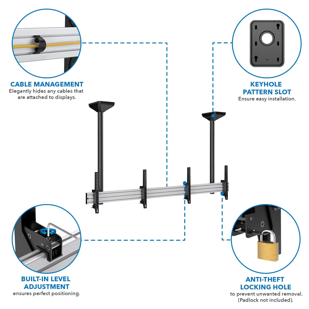 Heavy-Duty Dual TV Ceiling Mount - Mount-It!