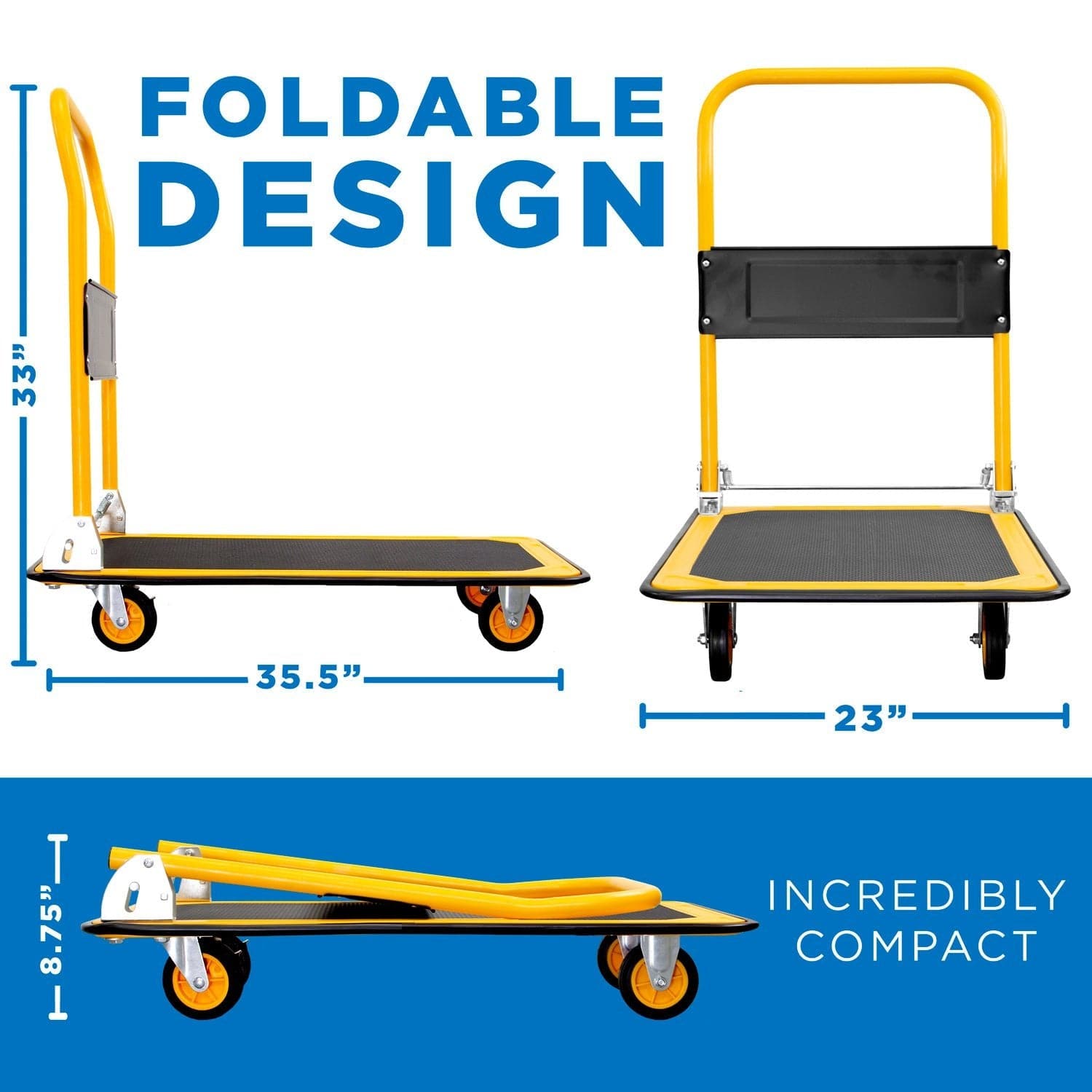 Heavy Duty Foldable Flatbed with Swivel Wheels - Mount-It!