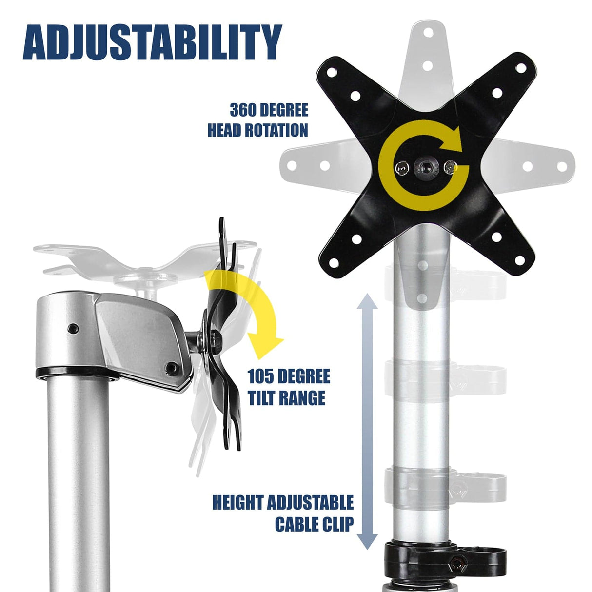 Height Adjustable & Articulating Single Monitor Desk Mount - Mount-It!