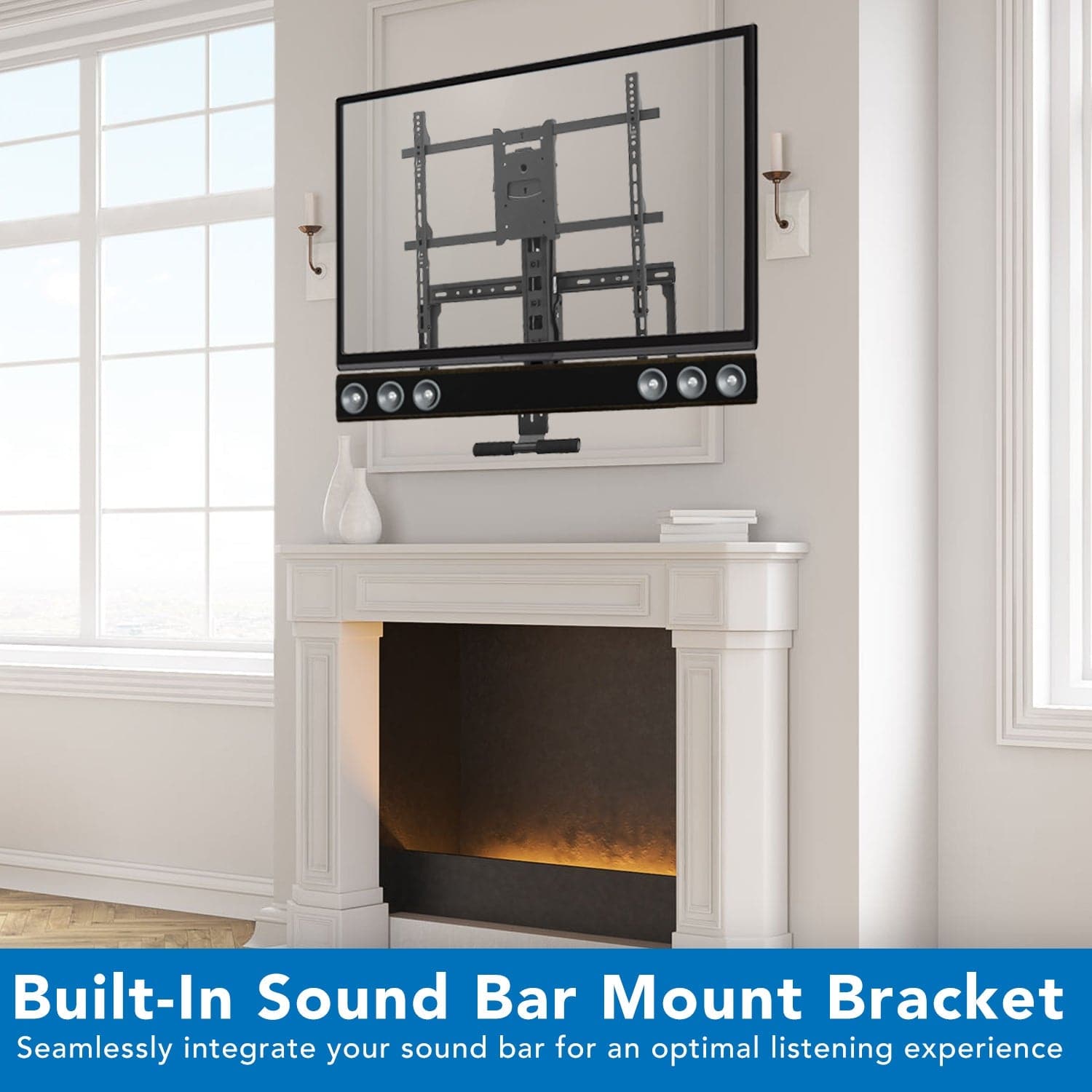 Height Adjustable Fireplace TV Mount, Fits 42-65" TVs - Mount-It!