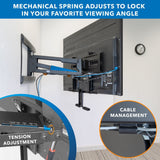 Height Adjustable Fireplace TV Mount with Gas Spring Arm - Mount-It!