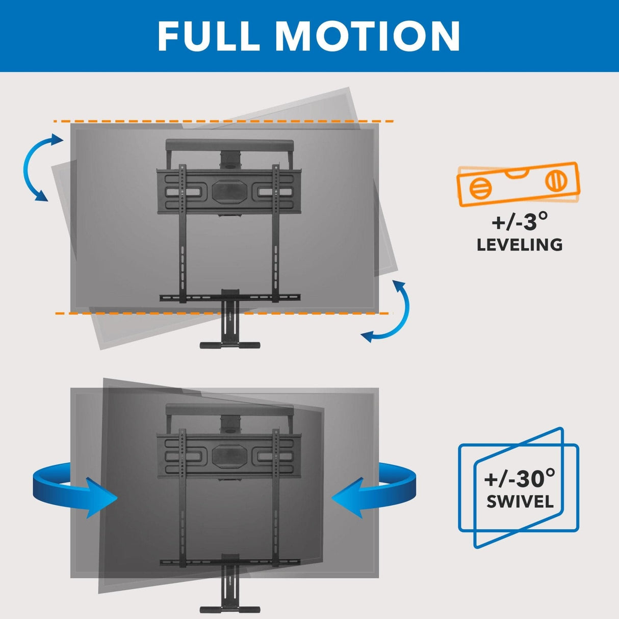 Height Adjustable Fireplace TV Mount with Gas Spring Arm - Mount-It!