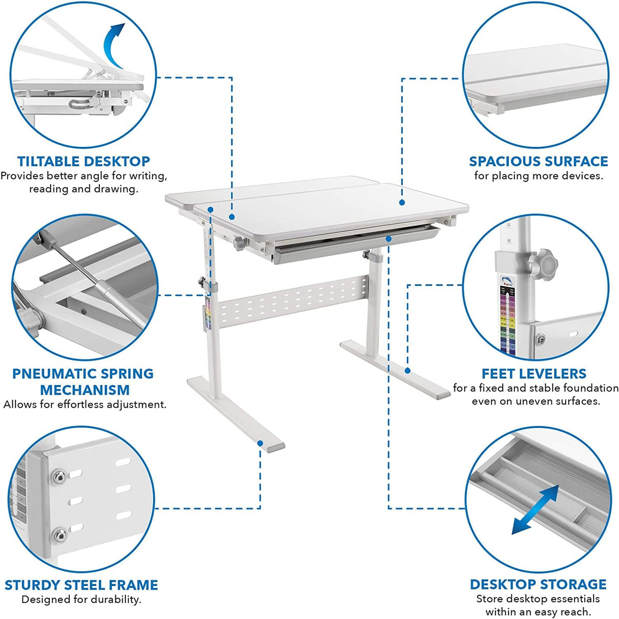 Height Adjustable Kid's Desk for Children K-12 - Mount-It!