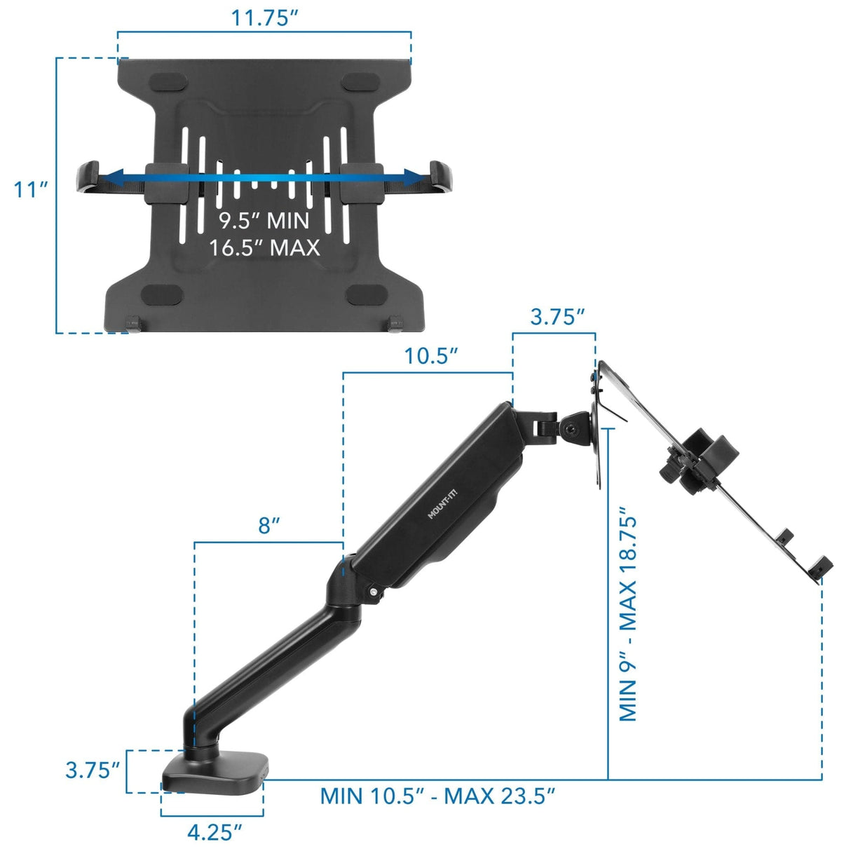 Height Adjustable Laptop Desk Mount - Mount-It!