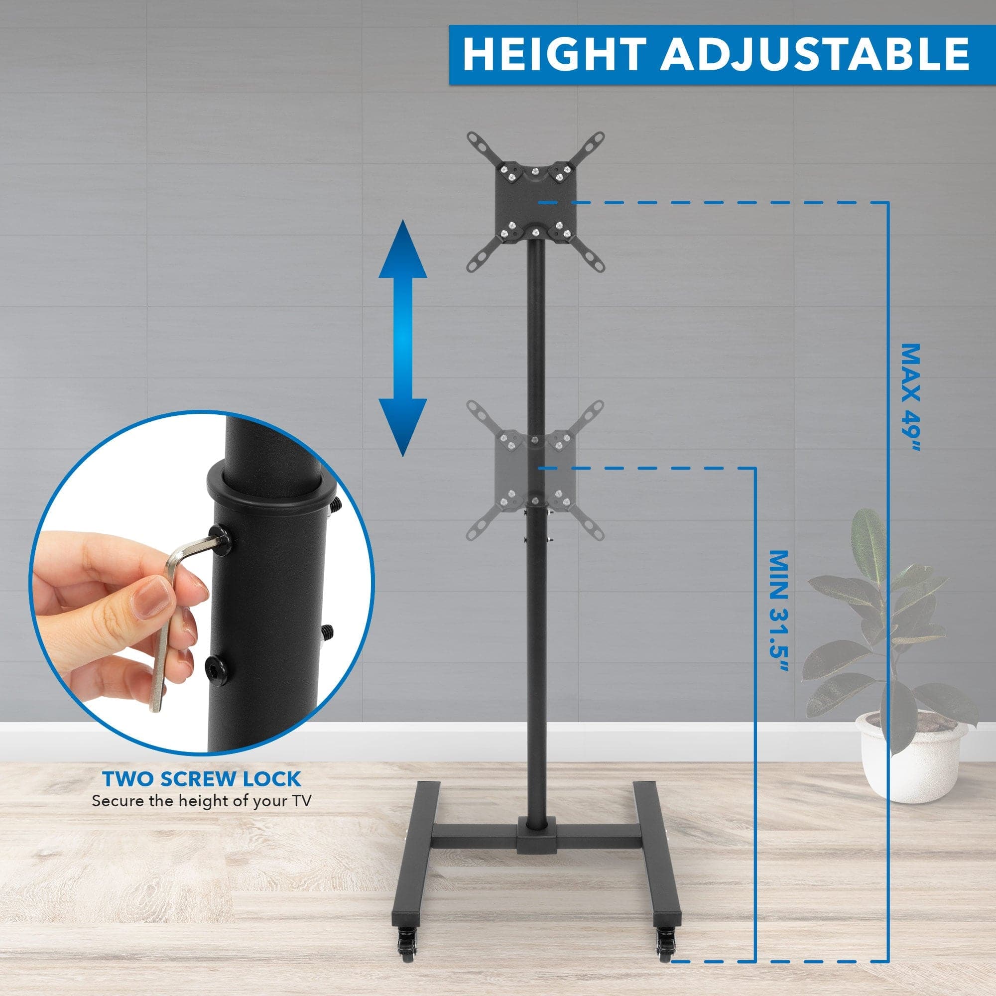 Height Adjustable Mobile TV Floor Stand - Mount-It!