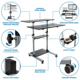 Height Adjustable Rolling Stand up Desk - Mount-It!