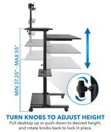 Height Adjustable Rolling Stand up Desk - Mount-It!