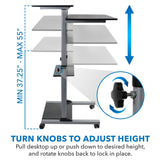 Height Adjustable Rolling Stand up Desk - Mount-It!