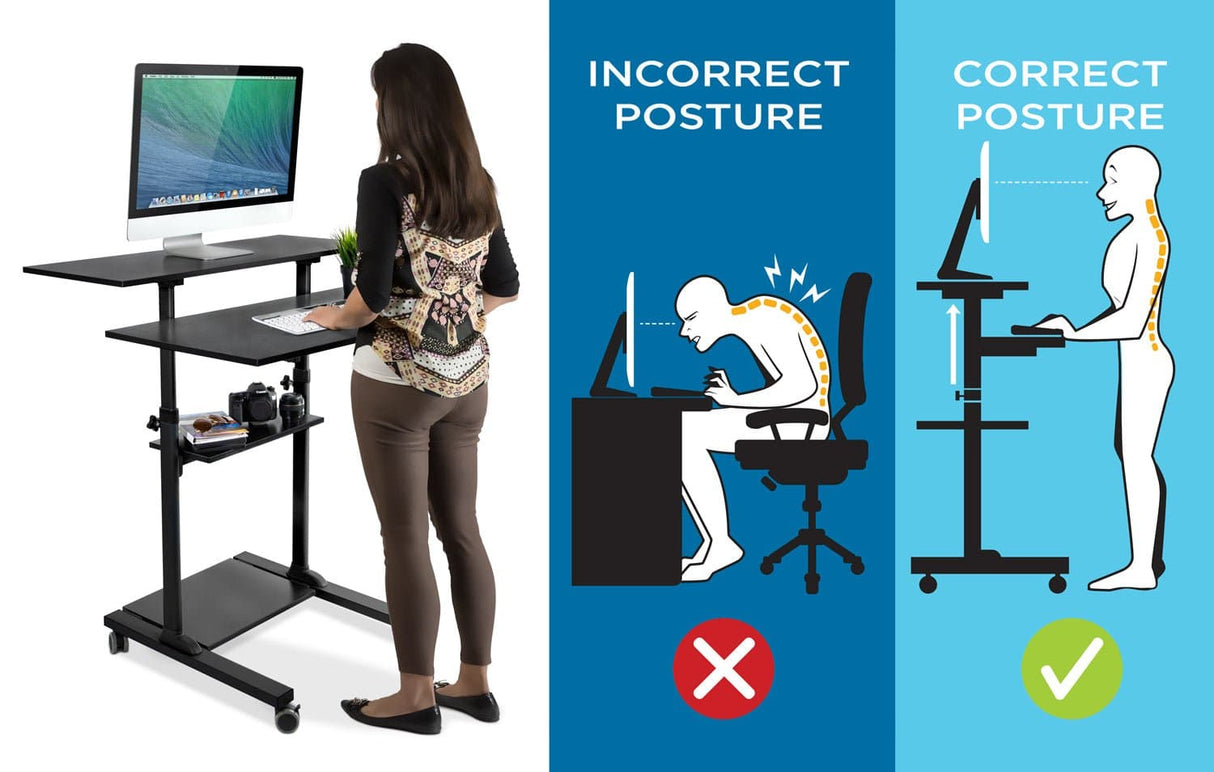 Height Adjustable Rolling Stand up Desk - Mount-It!