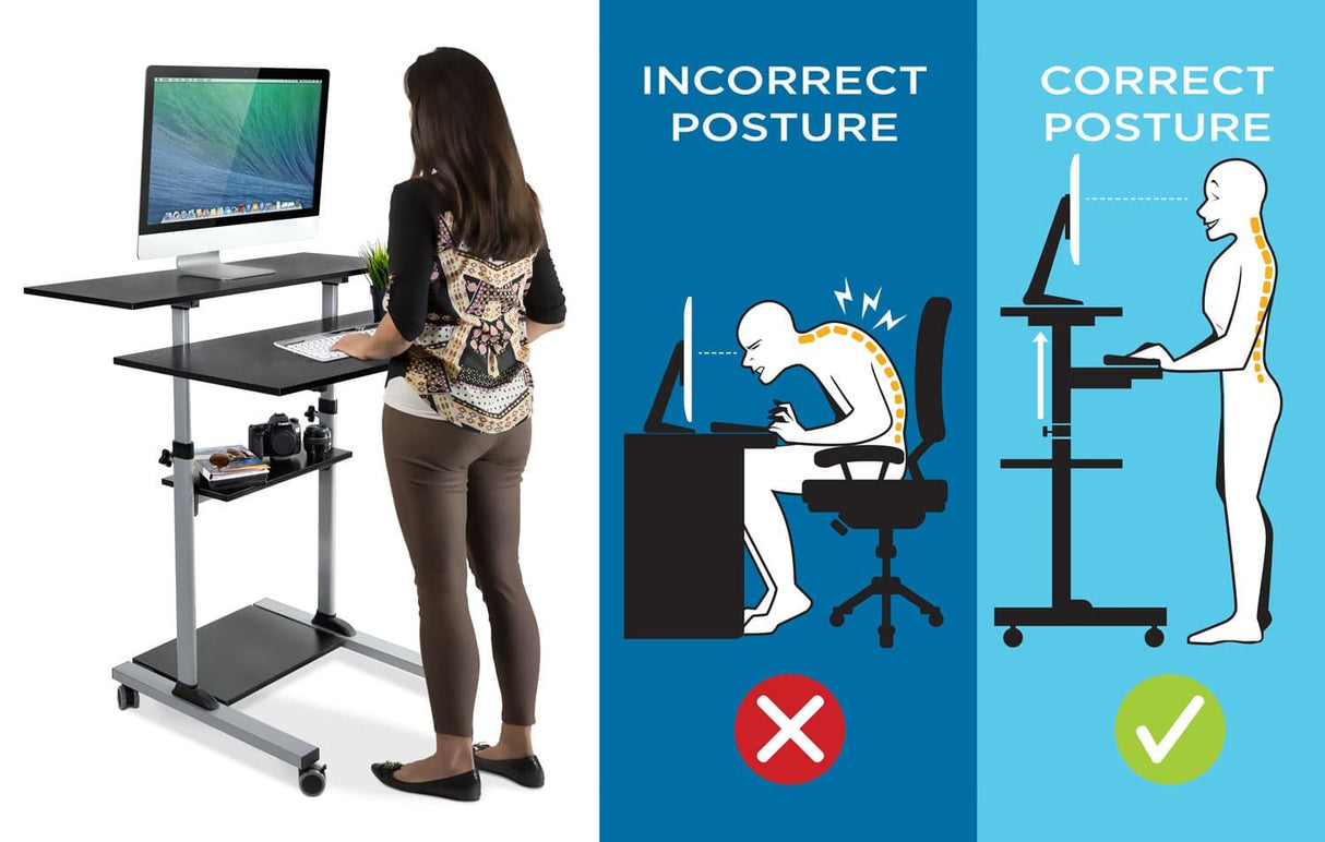 Height Adjustable Rolling Stand up Desk - Mount-It!