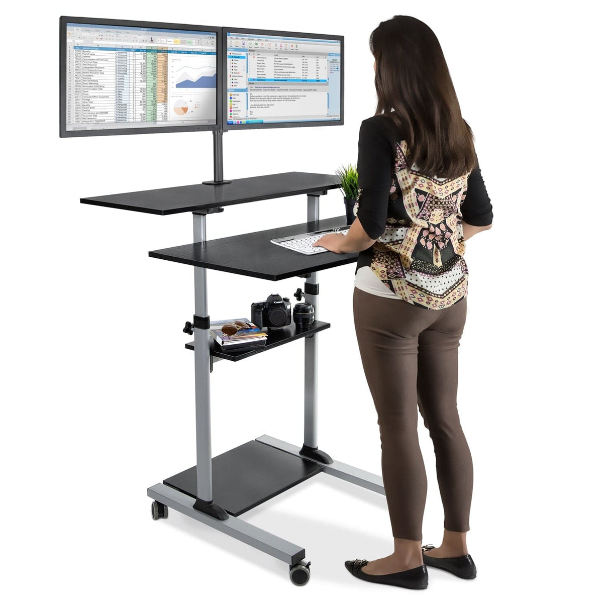 Height Adjustable Rolling Stand up Desk - Mount-It!